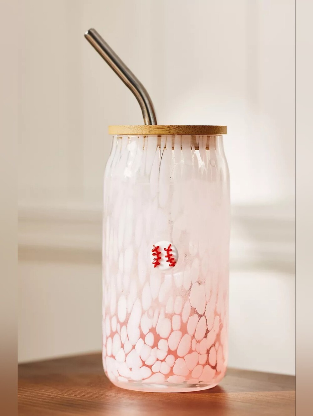 Anthropologie Confetti Icon Juice Glass Tumbler with Lid Baseball